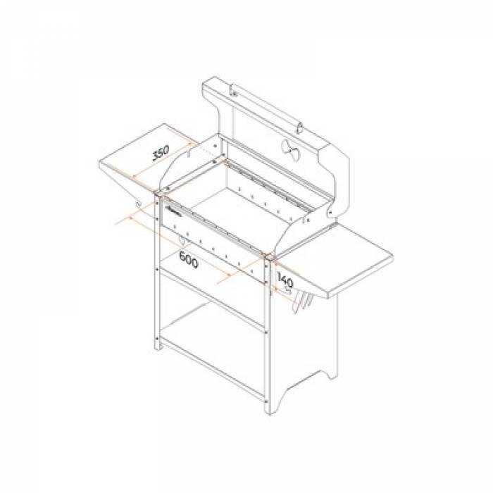 Мангал Family Standart BBQ FSB2000, 133.2×44.1×96.6 см, 2 мм, крышка, боковые полки